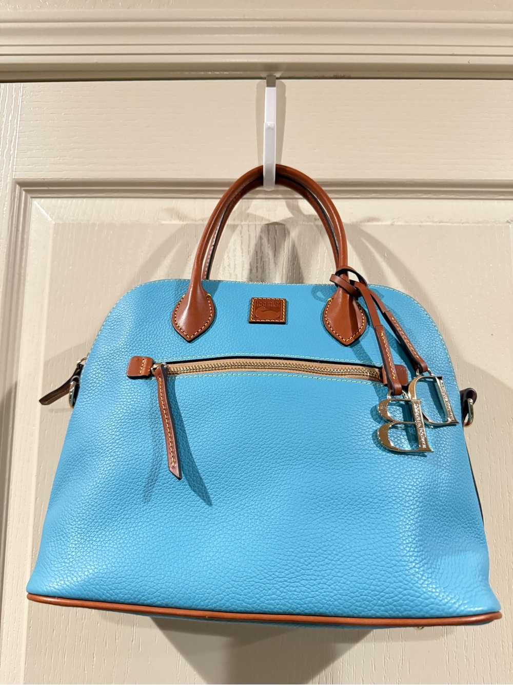 Dooney Bourke Pebble Grain Large Domed Satchel Sky Blue